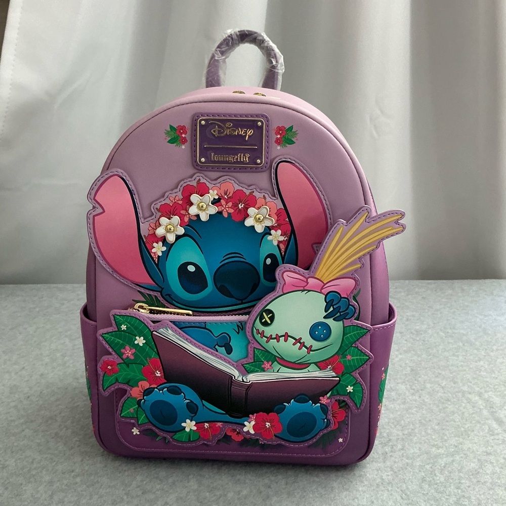 Loungefly Pink and Blue Stitch Backpack